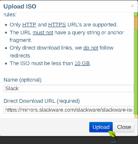 Showing the ISO address entry field