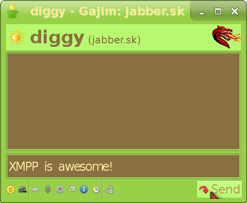 The actual talk window in Gajim