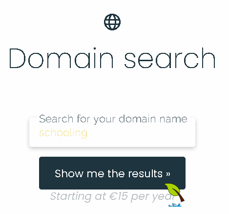 Showing the domain search field, with 'schooling' typed in it
