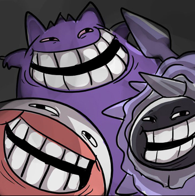 Gengar, Cloyster and Electrode doing trollfaces
