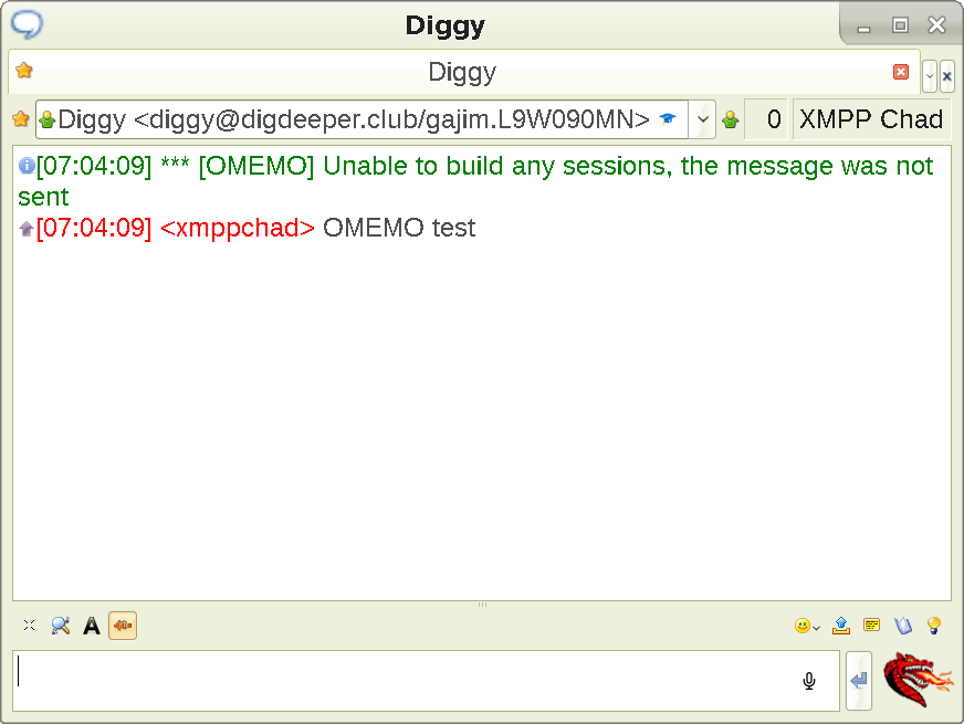 Showing an OMEMO message not being received